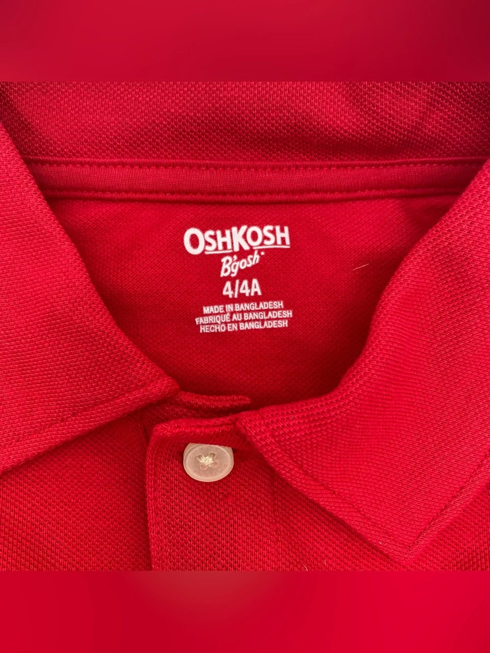 Oshkosh B’gosh Red Short Sleeve Polo Toddler Boys Size 4T